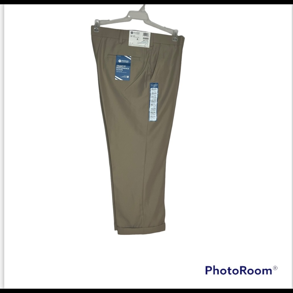 Haggar Mens Tan Straight Fit Performance Slack, 38W X 30L*, HC10822, NWOT